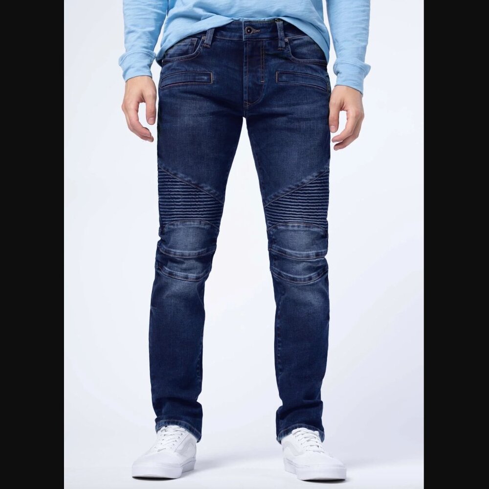 Parasuco Denim Cult Denim Men Moto TKY Dark 38 IN32 Jeans Ribbed Detailing